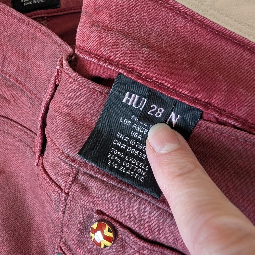 Hudson Nico Cabernet Red Coated Skinny Jeans Mid-Rise Y2K 2010s Size 6/28 - Picture 6 of 16